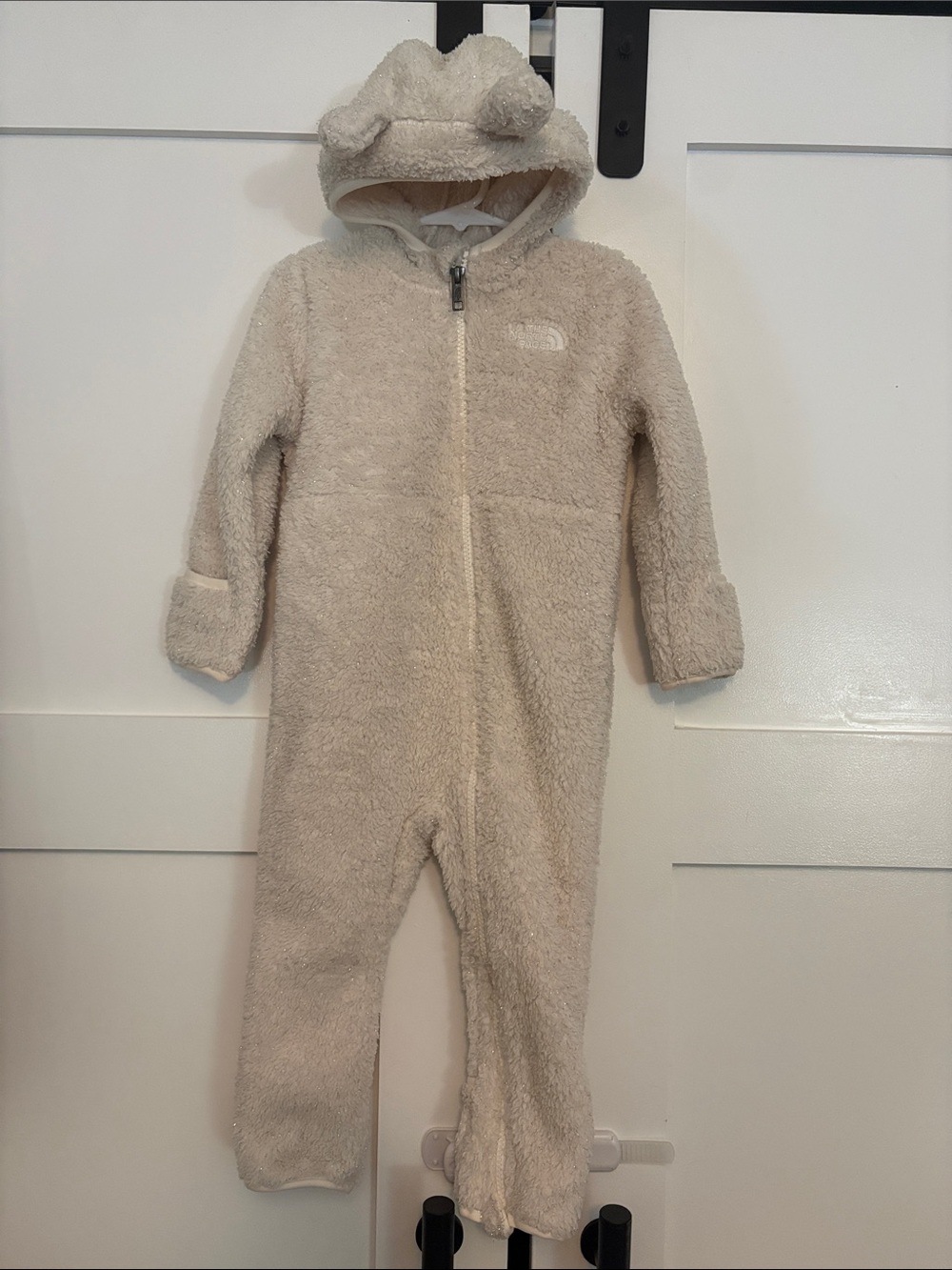 The North Face Cream Plush Fleece One-Piece with Hooded Ears
